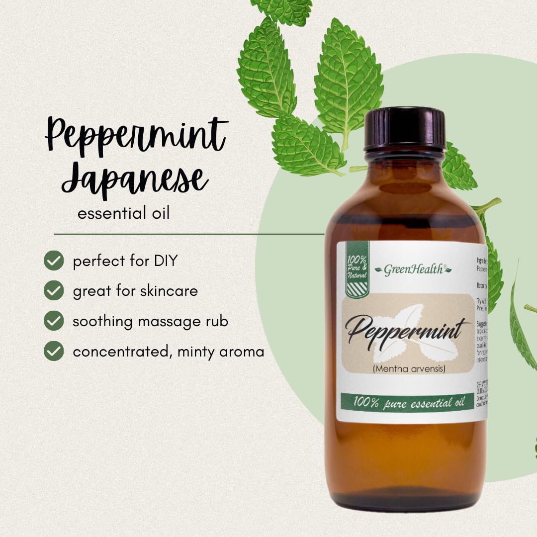 Peppermint Essential Oil - 4 fl oz - 100% Pure Essential Oil - GreenHealth GreenHealthAu supplements