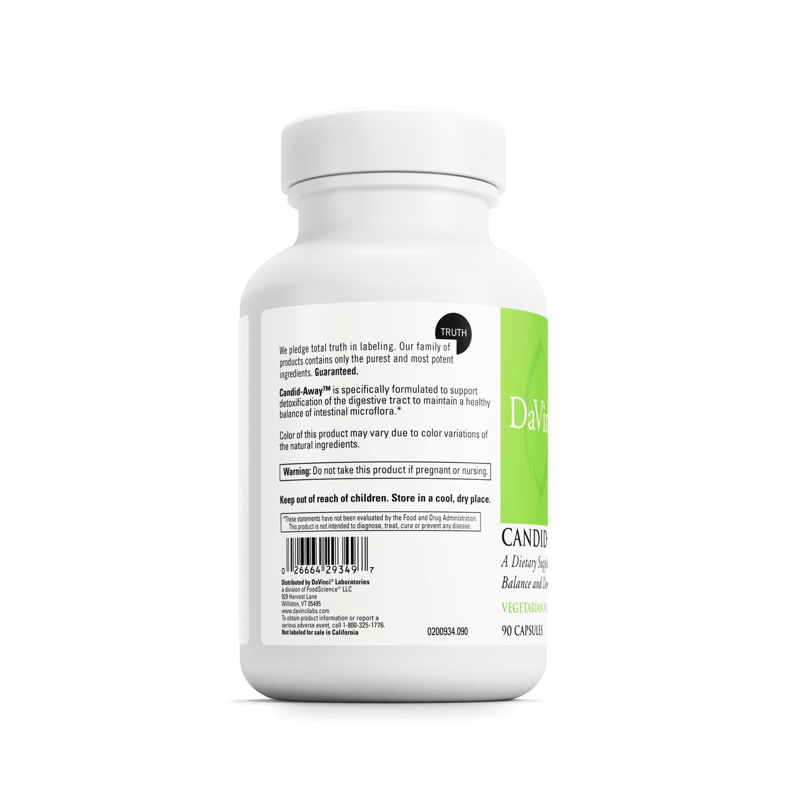 DAVINCI Labs Candid-Away - Digestive Gut Health Support, Immune System Support with Digestive Enzymes, Calcium, Magnesium & More* - 90 Vegetarian Capsules (30 Servings) DAVINCIAu supplements