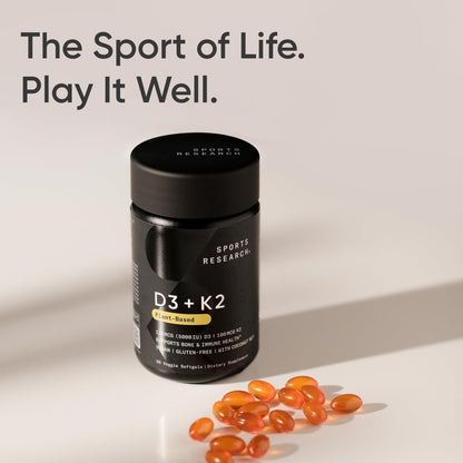 Sports Research Vegan Vitamin D3 + K2 Supplement with Organic Coconut Oil - 5000iu Sports ResearchUS supplements