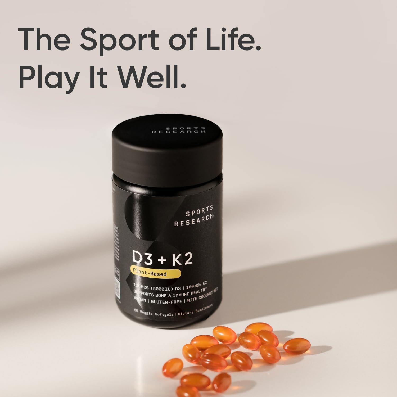 Sports Research Vegan Vitamin D3 + K2 Supplement with Organic Coconut Oil - 5000iu Sports ResearchUS supplements