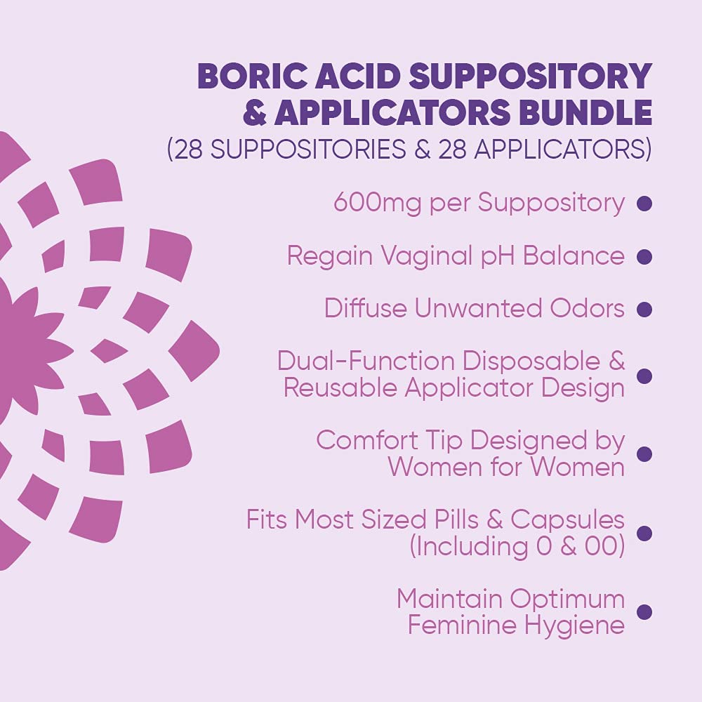 SEROVERA Seroflora Boric Acid Vaginal Suppositories 600 mg + Suppository Applicators Bundle SEROVERAAu supplements