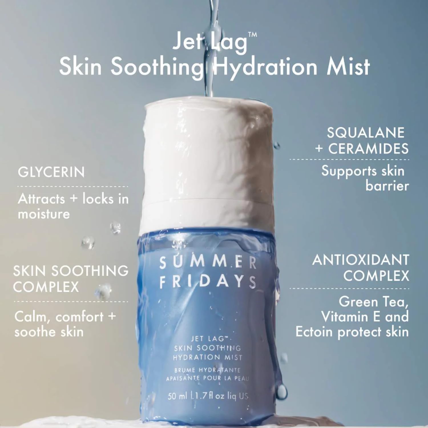 Summer Fridays Jet Lag Skin Soothing Hydration Face Mist - Ultra-Fine Facial Spray & Hydrating Mist to Comfort, Soothe & Help Provide Protective Moisture Barrier Support for Glowing Skin (1.7 Fl Oz) Summer FridaysAu supplements