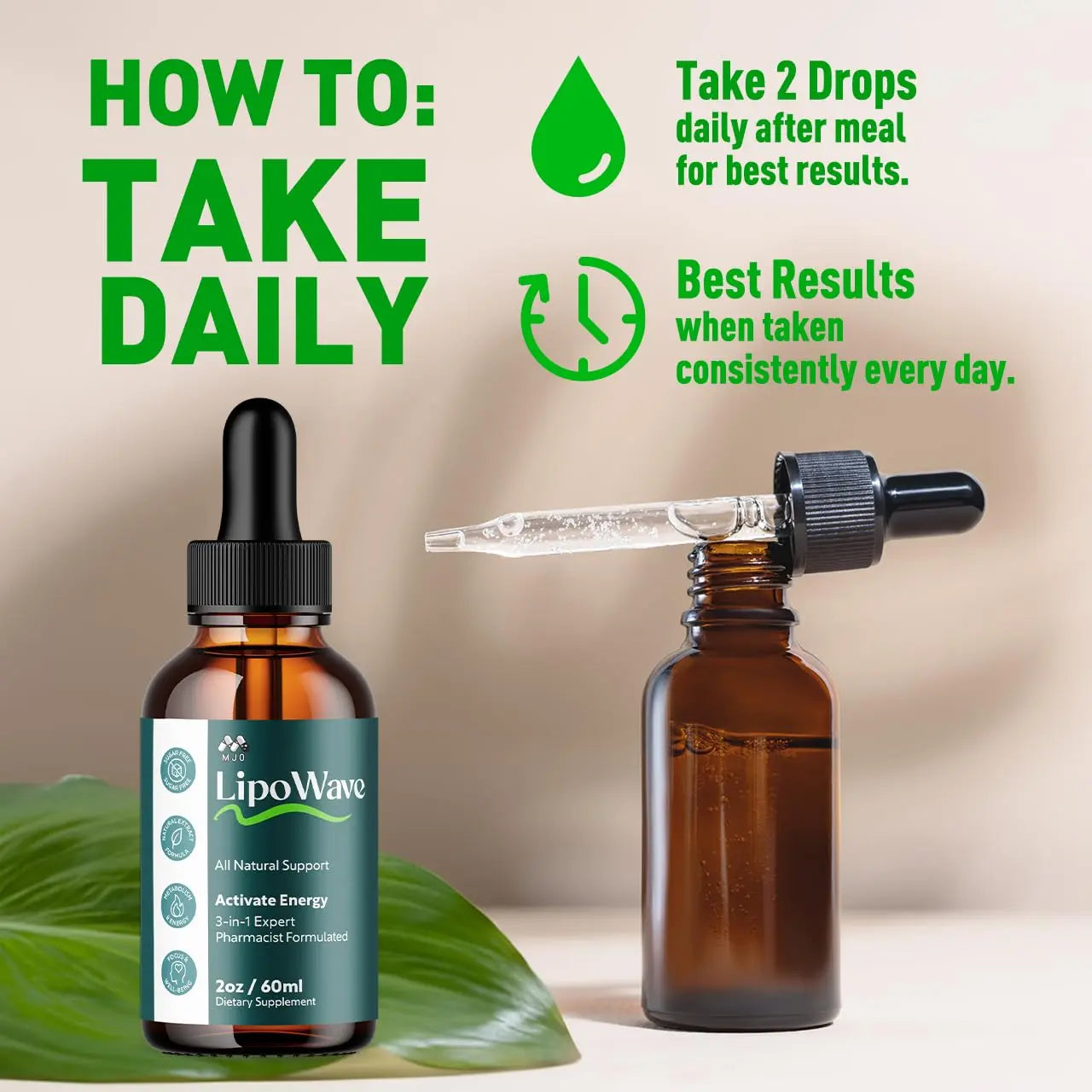 (2 Pack) Lipowave Drops, Official LipoWave Drops with All Natural Ingredients, Advanced Overall Health and Wellness Vitamin Supplement Formula for Maximum Strength Multivitamin Support (60 Servings) MJOnz supplements