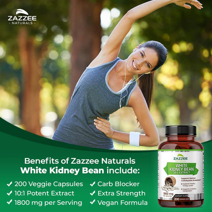 Zazzee White Kidney Bean 10:1 Extract, 18,000 mg Strength, 200 Vegan Capsules, Over 2 Month Supply ZazzeeUS supplements