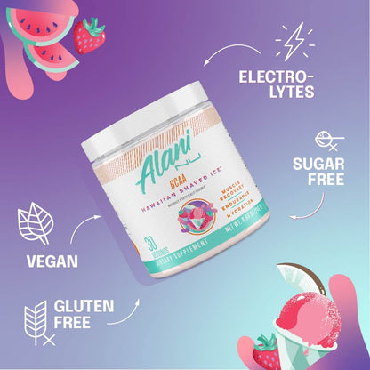 Alani Nu Rainbow Candy Pre Workout and BCAA Hawaiian Shaved Ice Post Workout Powder Alani NuUS supplements