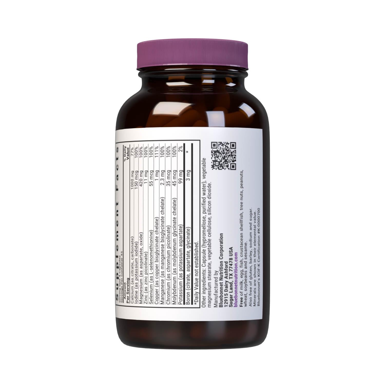 Bluebonnet Multi Minerals Supplement Plus Boron Chelated Magnesium Potassium Copper Selenium Manganese Chromium & Zinc Complex for Women & Men - No Iron, Non-GMO, Gluten-Free - 180 Vegetable Capsules BlueBonnetAu supplements