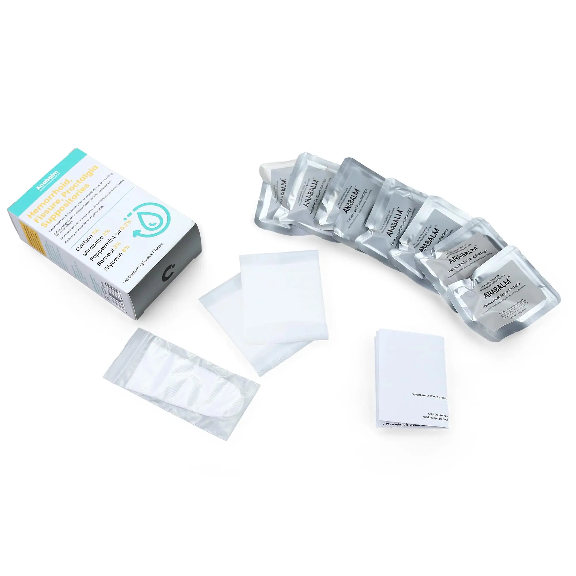 anabalm Hemorrhoid Treatment Suppositories, Natural Fissure Treatment for Anus Relief of Proctalgia, Pain, Itching, Swelling or Itch Discomfort - 7 Count anabalmAu supplements