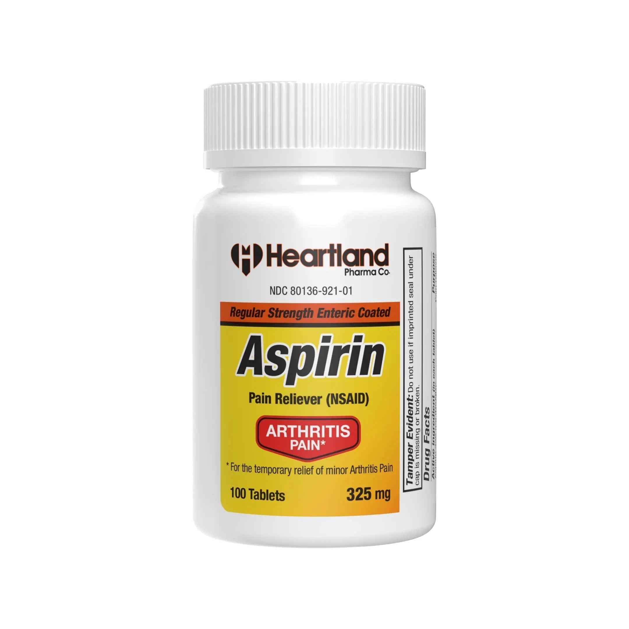Heartland Pharma Aspirin 325mg Enteric Coated Tablets | Original Strength NSAID Pain Reliever & Fever Reducer | Joint Pain Relief for Arthritis | Child-Resistant Safety Cap | Made in USA | 100 Count Heartland PharmaAu supplements