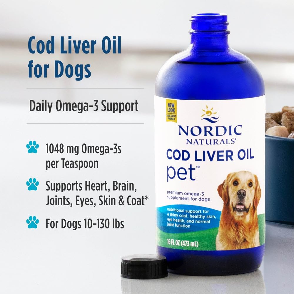 Nordic Naturals Pet Cod Liver Oil, Unflavored - 16 oz - 1048 mg Omega-3 Per Teaspoon - Fish Oil for Dogs with EPA & DHA - Promotes Skin, Coat, & Immune Health Nordic NaturalsAu supplements
