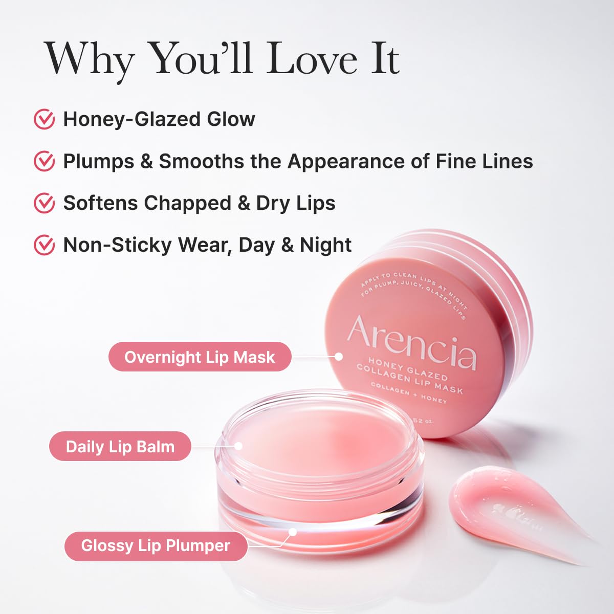 Arencia Honey Glazed Collagen Lip Mask, Overnight Lip Treatment with Collagen and Honey, 0.52 oz ARENCIAAu supplements
