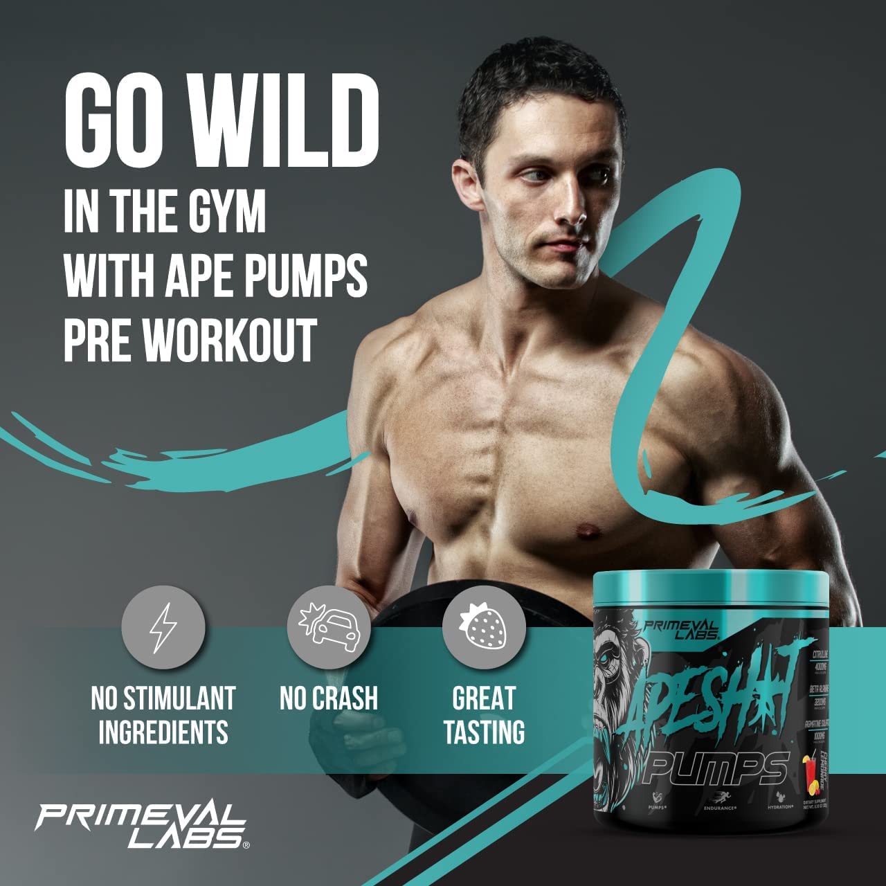 Primeval Labs Ape Pumps Natural Pre Workout Powder | Caffeine Free Preworkout Primeval LabsAu supplements
