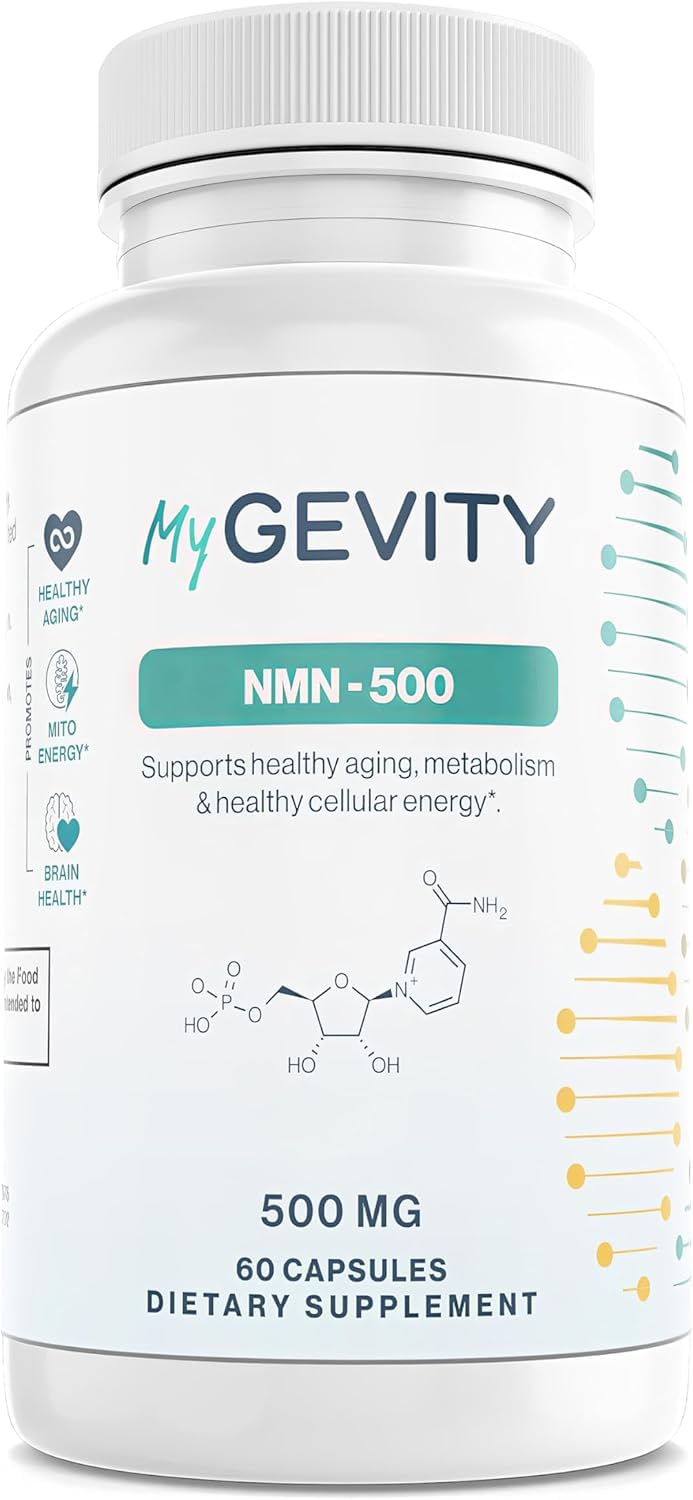 NMN 500mg per Serving – Over 99% Purity – Nicotinamide Mononucleotide Capsules for NAD+ Support, Cellular Energy & Healthy Aging – Vegan, Non-GMO, cGMP Certified Facility, Made in USA – 60 Capsules MyGevityAu supplements