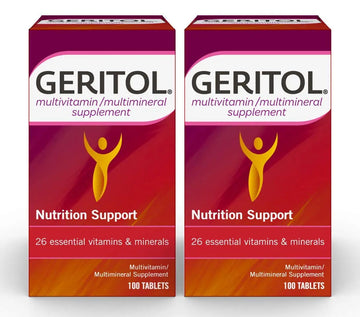 Geritol Multi-Vitamin Nutritional Support Tablets, Balance of 26 Essential Vitamins and Minerals, 100-Count Bottles (Pack of 2) GeritolAu supplements