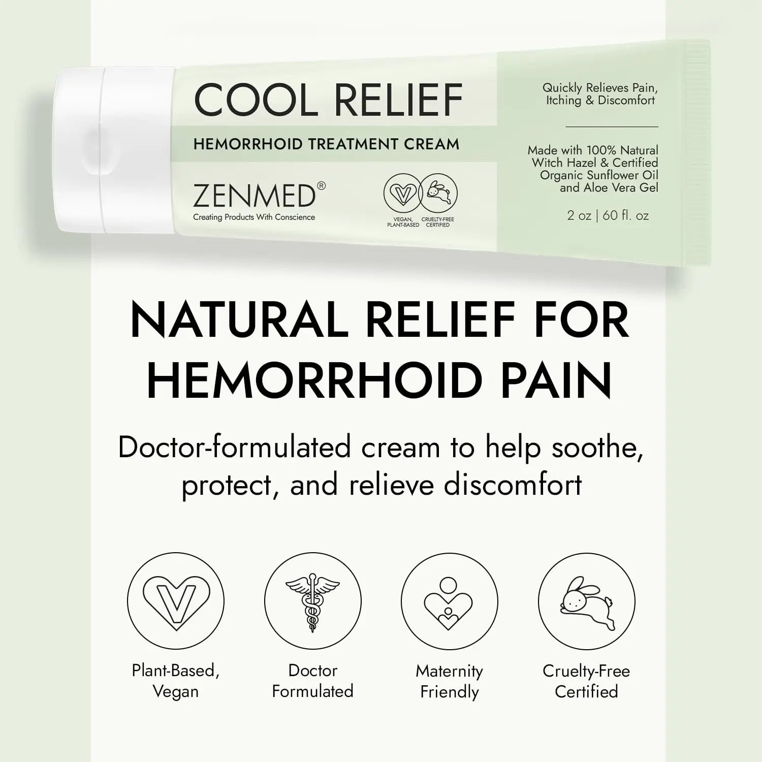 ZENMED Cool Relief - 2 oz Natural Herbal Cream with Organic Ingredients of Hemorrhoids Formula ZENMEDAu supplements