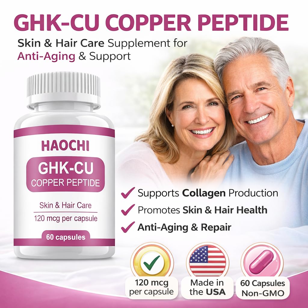 DAYEAH GHK-Cu Copper Peptide Supplement, 120mcg Vegan High Potency Promotes Skin Repair, Radiant Skin Elasticity, Anti-Aging & Hair Growth Support-60ct DAYEAHAu supplements