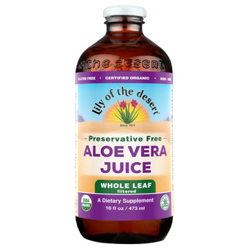 Lily of the Desert Aloe Vera Juice, Whole Leaf Filtered, Organic & Preservative Free – Natural Vitamins, Digestive Enzymes for Gut Health,