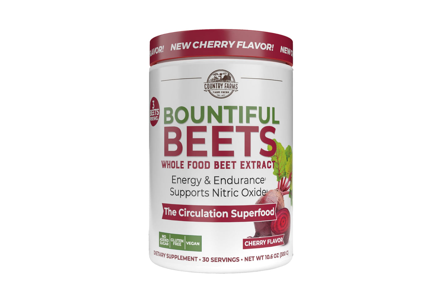 Country Farms Bountiful Beets, Wholefood Beet Extract Superfood, Helps Support Healthy Circulation and Promote Energy Country FarmsUS supplements