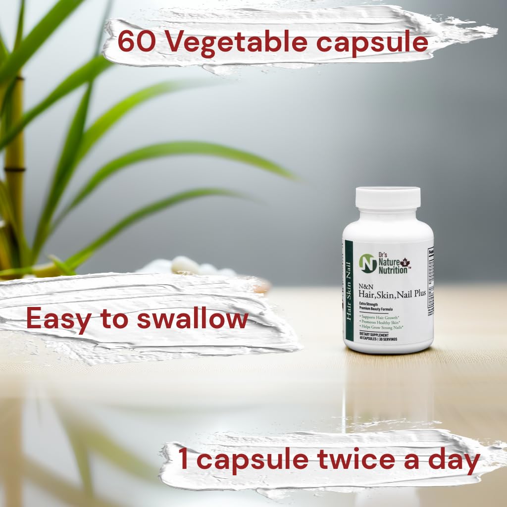Dr's Nature & Nutrition Hair, Skin & Nail Plus Vitamin Supplement with Biotin 5000mcg, Bamboo Extract, Collagen Support - Extra Strength Beauty Supplement for Men and Women - 60 Capsules Dr's Nature & NutritionAu supplements