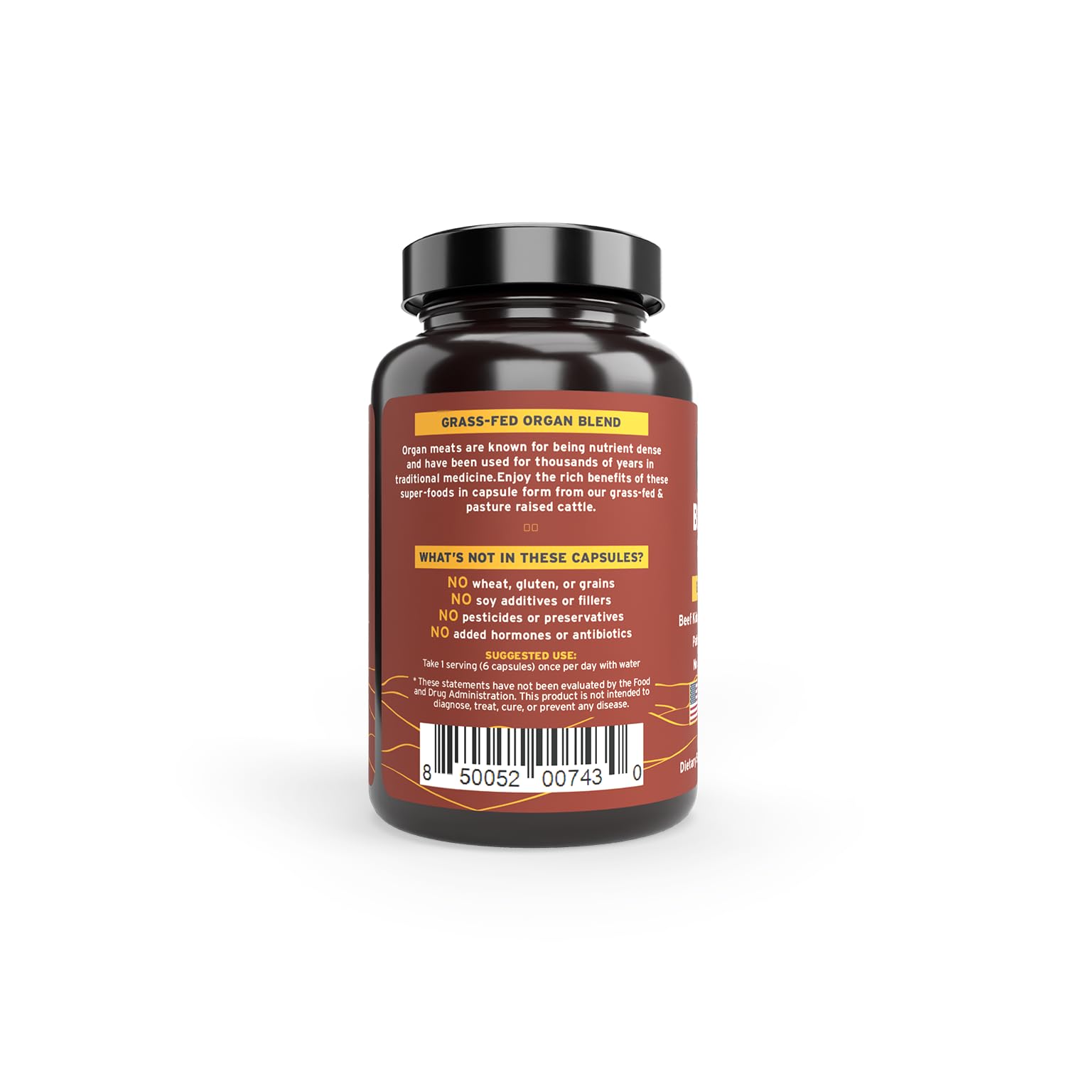 Paleo Pro O.G. Blend Premium Beef Organs Capsules, Kidney, Heart, Liver, Spleen and Pancreas from Grass Fed & Pastured Cows, Dietary Supplement, No GMO, 180 Capsules (Beef Organ Complex) Paleo ProAu supplements