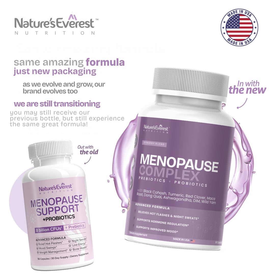 Complete Menopause Supplement for Women – Supports Hormone Balance, Hot Flashes, Night Sweats & Mood – with DIM, Black Cohosh, Dong Quai, Chasteberry, Pre & Probiotics – 90 Capsules – Made in USA Nature's EverestAu supplements