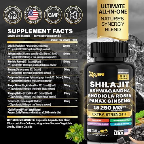 Zoyava Shilajit Pure Himalayan 9000MG,Energy Booster Ashwagandha 2000MG ZoyavaAu supplements