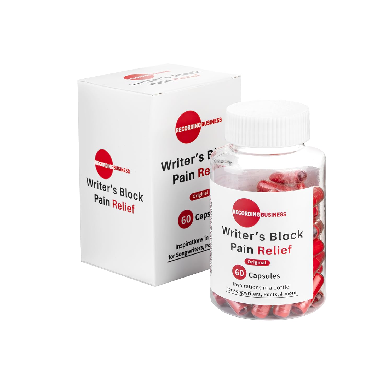 Recording Business Writer's Block Pain Relief (60 Original Songwriting Prompts in Capsules) for Artists/Musicians, Songwriters, & Poets Recording BusinessAu supplements