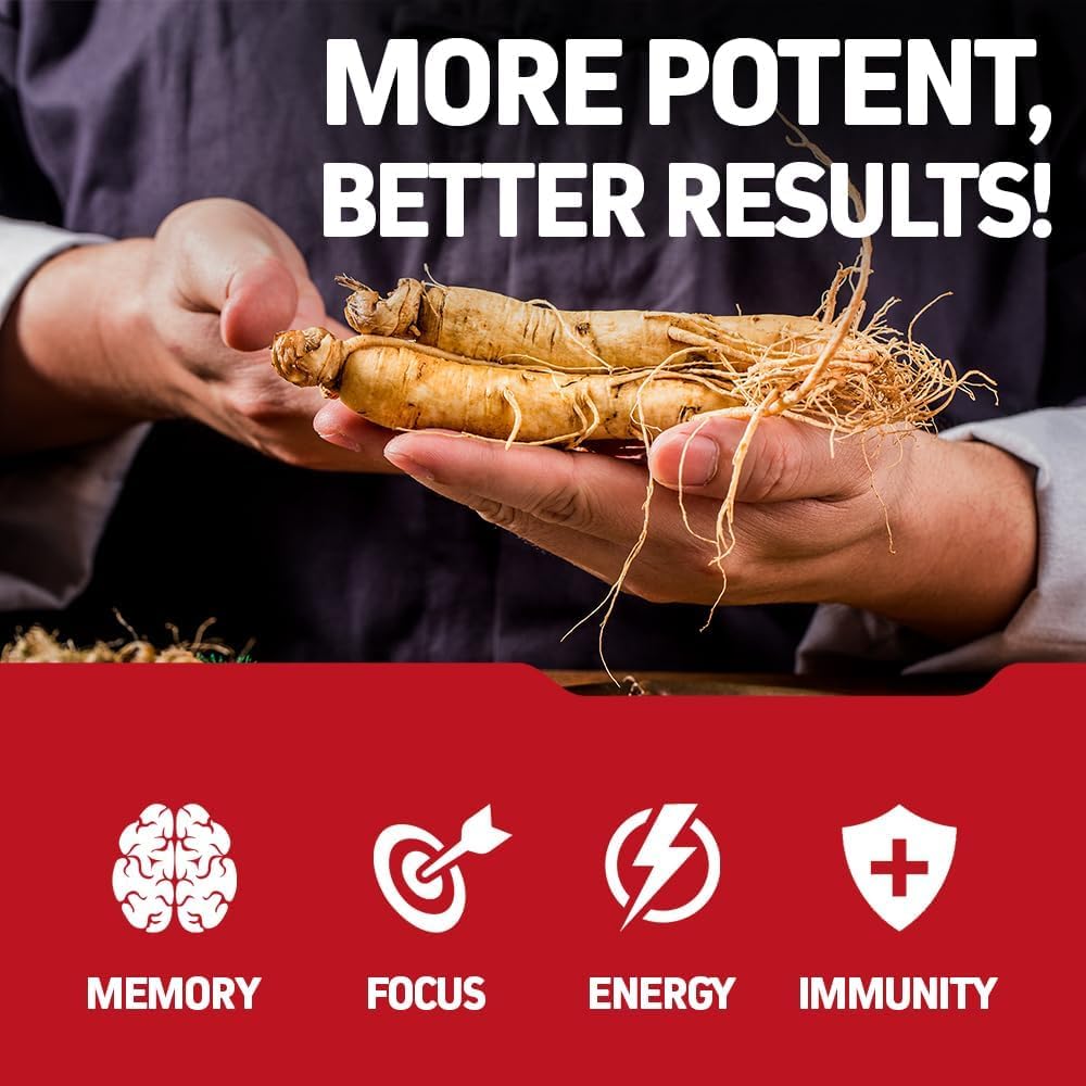 Herbtonics Korean Red Panax Ginseng 1500mg - Energy Supplement for Peak Performance, Focus & Vitality - High Potency Ginseng Root Extract - 120 Vegan Capsules HerbtonicsAu supplements