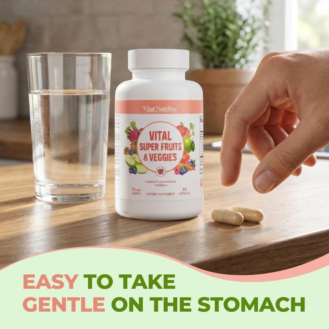 Vital Super Fruits & Veggies - Daily Superfood Capsules for Adults - Fruit & Vegetable Supplements to Boost Immunity & Energy - 2-in-1 Formula for Overall Wellness VITAL NUTRITIVEAu supplements