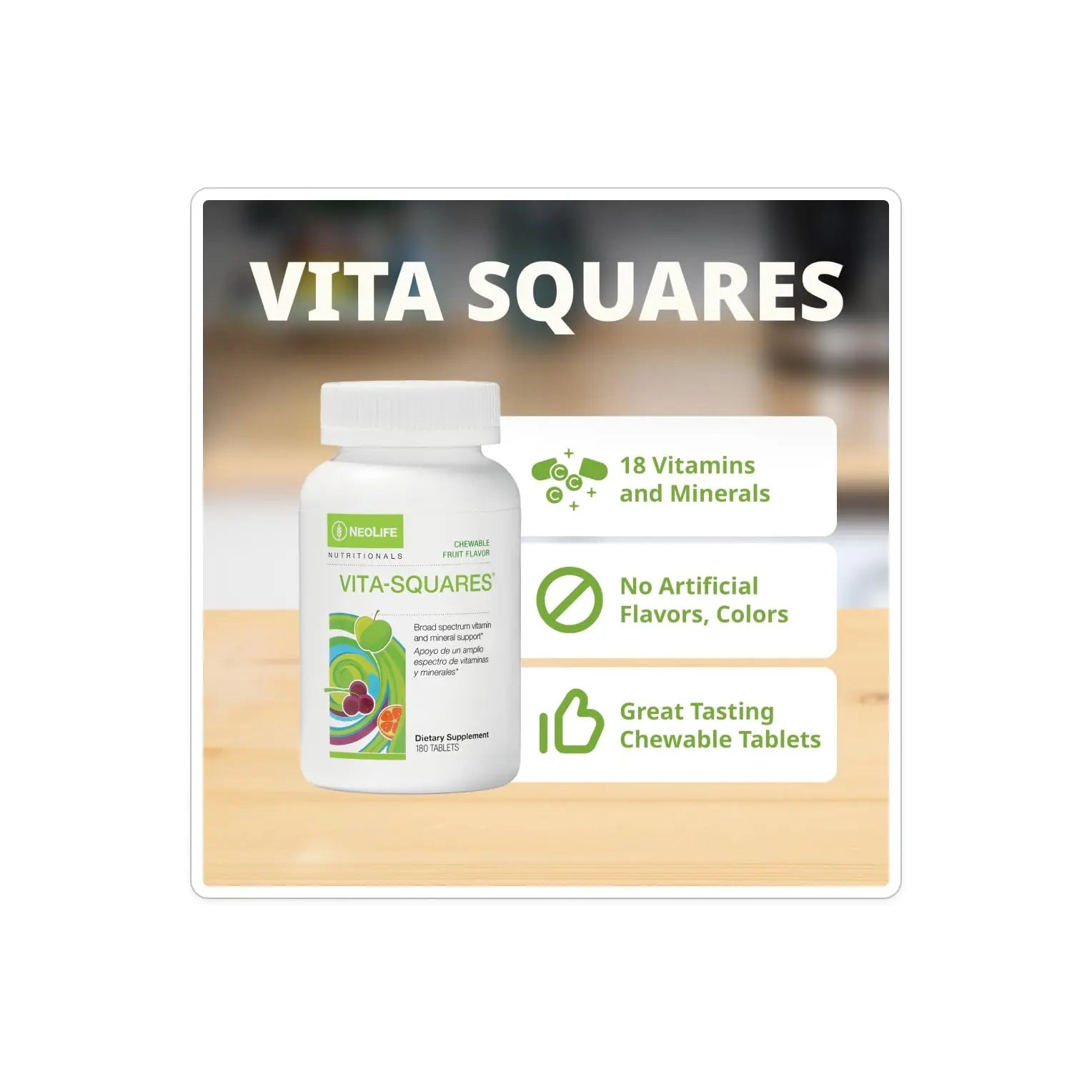 NeoLife Vita-Squares - Chewable Multivitamin for Kids, 18 Essential Vitamins & Minerals, Iron, Zinc, Vitamin D3, B-Complex NeoLifeAu supplements