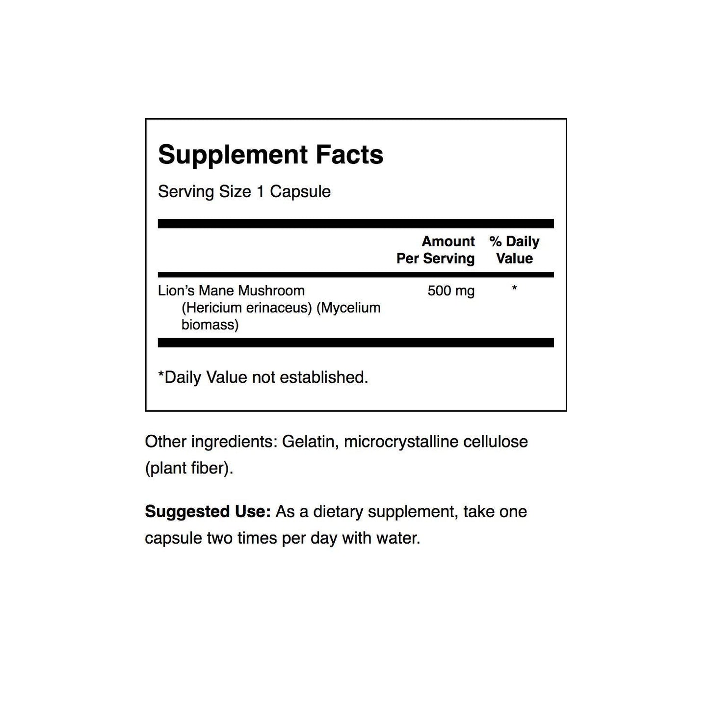 Swanson Lion's Mane Mushroom Capsules - 500 mg Each, 60 Capsules - SwansonUS supplements