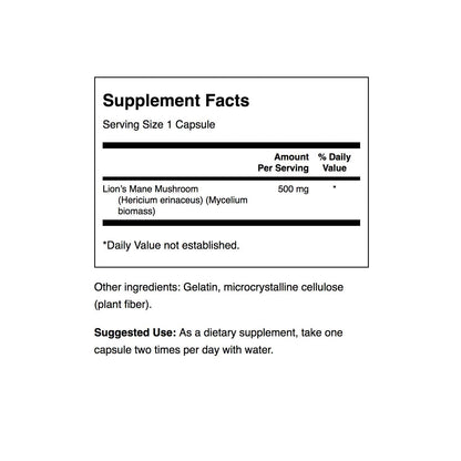 Swanson Lion's Mane Mushroom Capsules - 500 mg Each, 60 Capsules - SwansonUS supplements
