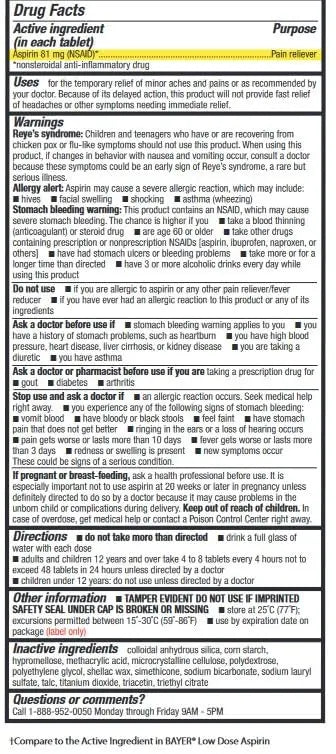 HealthA2Z® Aspirin 81 mg | DYE Free | Low Strength | 200 Counts | Pain Relief | Reduces Minor Aches Muscle Pain & Cramps | Fever Reducer | Reduces Headache | (NSAID) HealthA2ZAu supplements