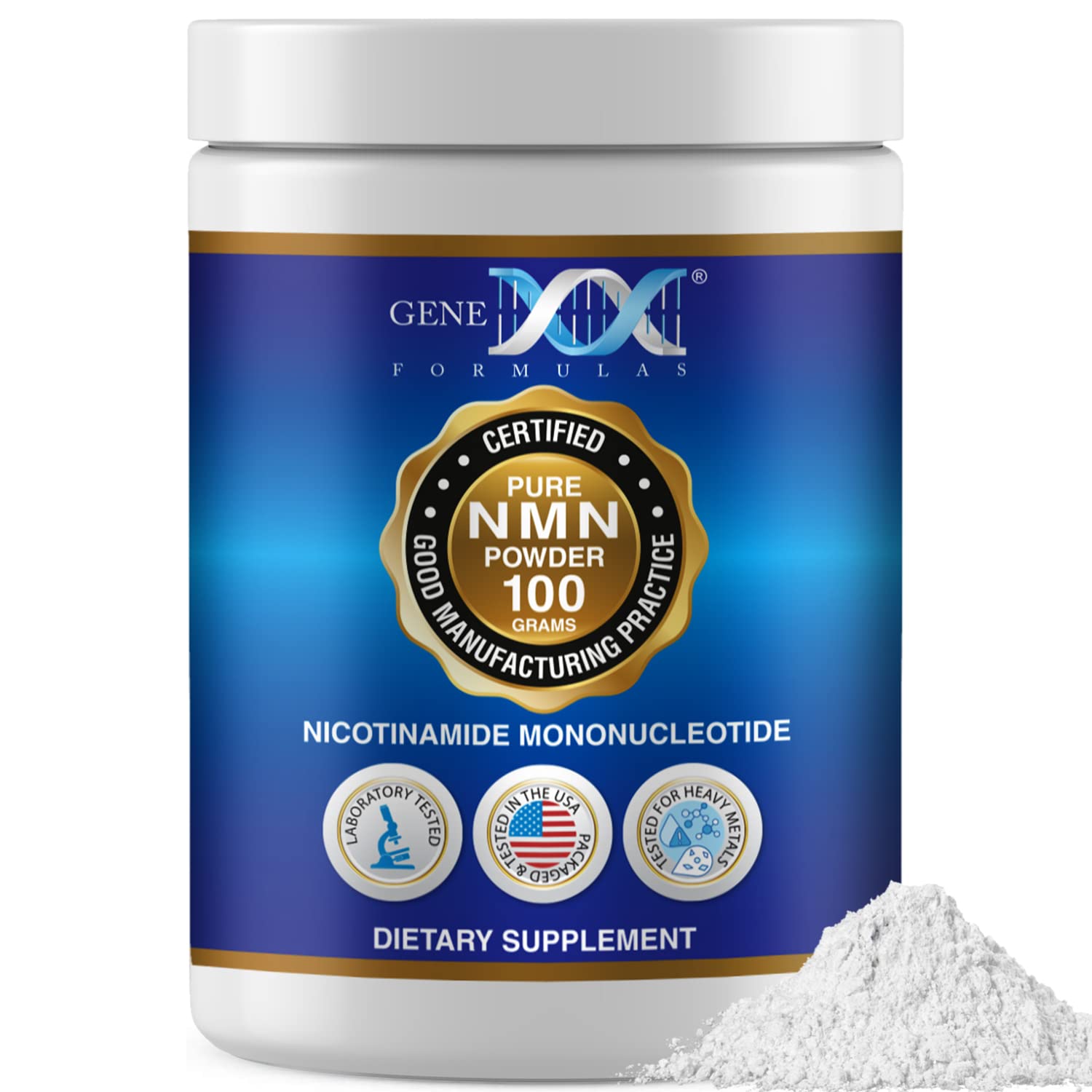 Genex Formulas Pure NMN Powder 100 Grams, Instant Dissolve, Shelf Stable, Non-Synthetic, PVP Free, Ultra-Low Density, 99.9% Pure NMN, Made in a US-Based, GMP, NSF & FSSC 22000 Certified Facility Genex FormulasAu supplements