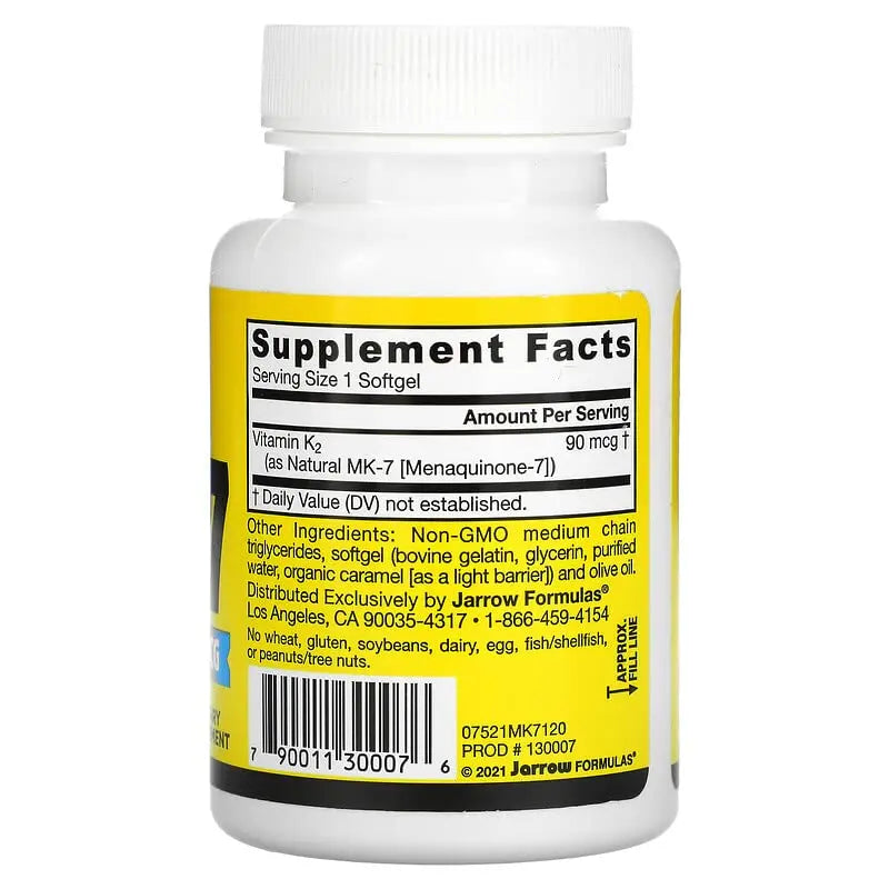 Jarrow Formulas MK-7 90 mcg - 120 Softgels, Pack of 2 - Superior Vitamin K Product for Building Strong Bones Jarrow FormulasAu supplements