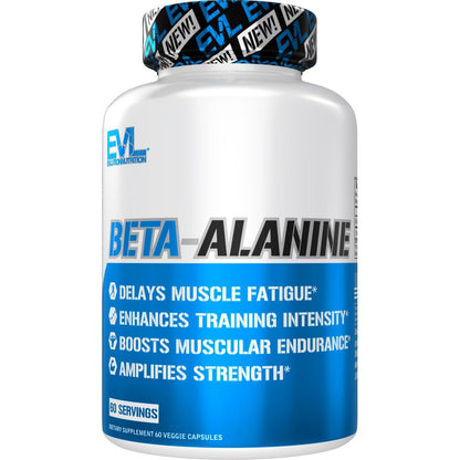 Evlution Nutrition Beta-Alanine Capsules - Enhance Training Intensity - 60 Count Beta EvlutionUS supplements