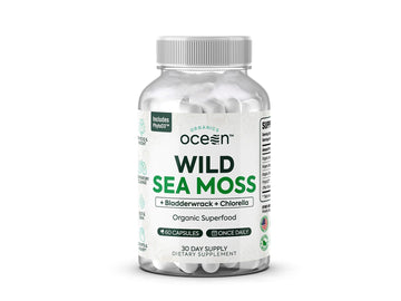 Organics Ocean Wild Sea Moss Capsules - 100% Organic Irish Sea Moss with Organic Chlorella, Bladderwrack and Vitamin D for Energy, Lung Health and Thyroid Support for Women and Men - 60 Capsules Organics OceanAu supplements