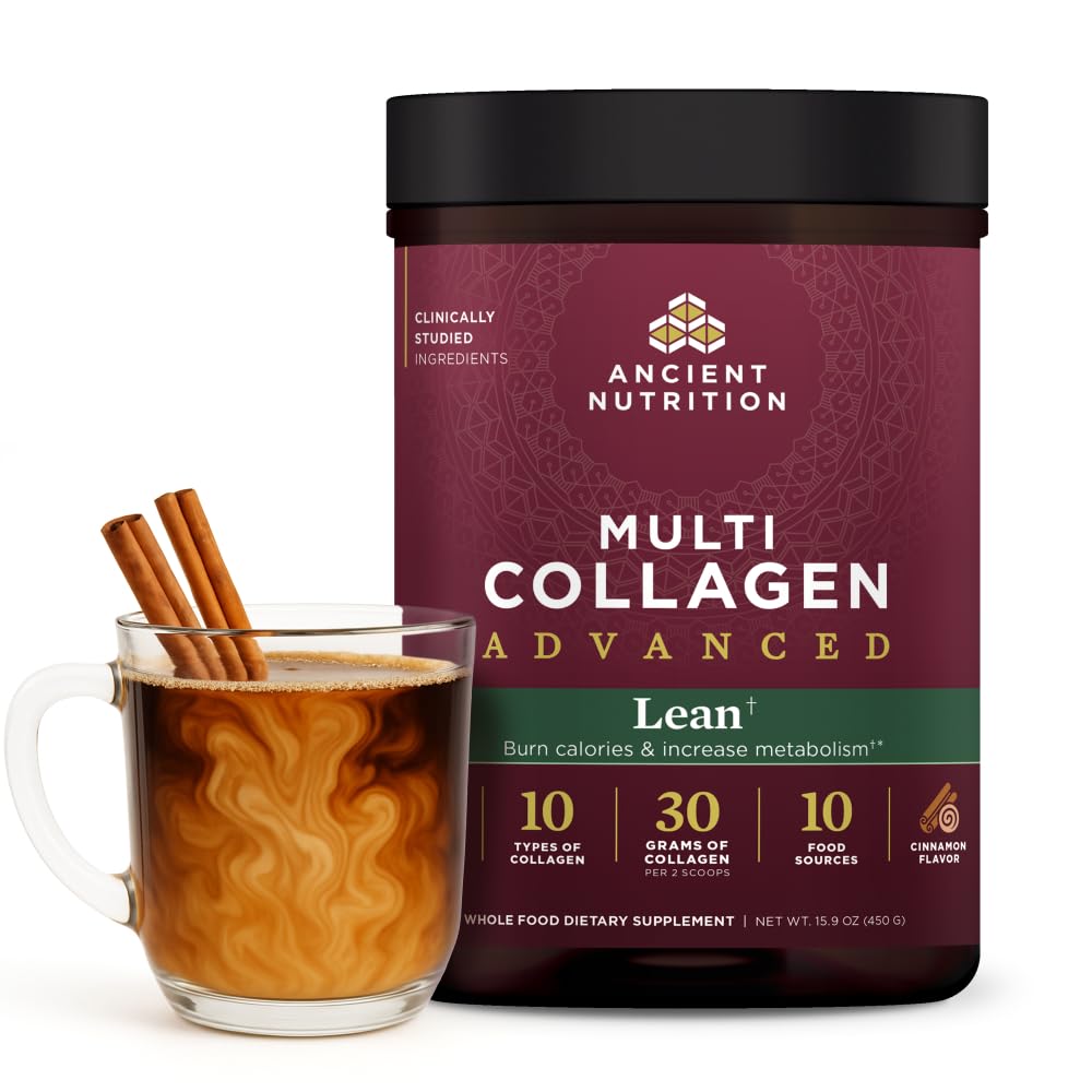 Ancient Nutrition Advanced Hydrolyzed Collagen Peptides Powder Protein Lean with Probiotics and Vitamin C, Cinnamon, for Women & Men, Supports Healthy