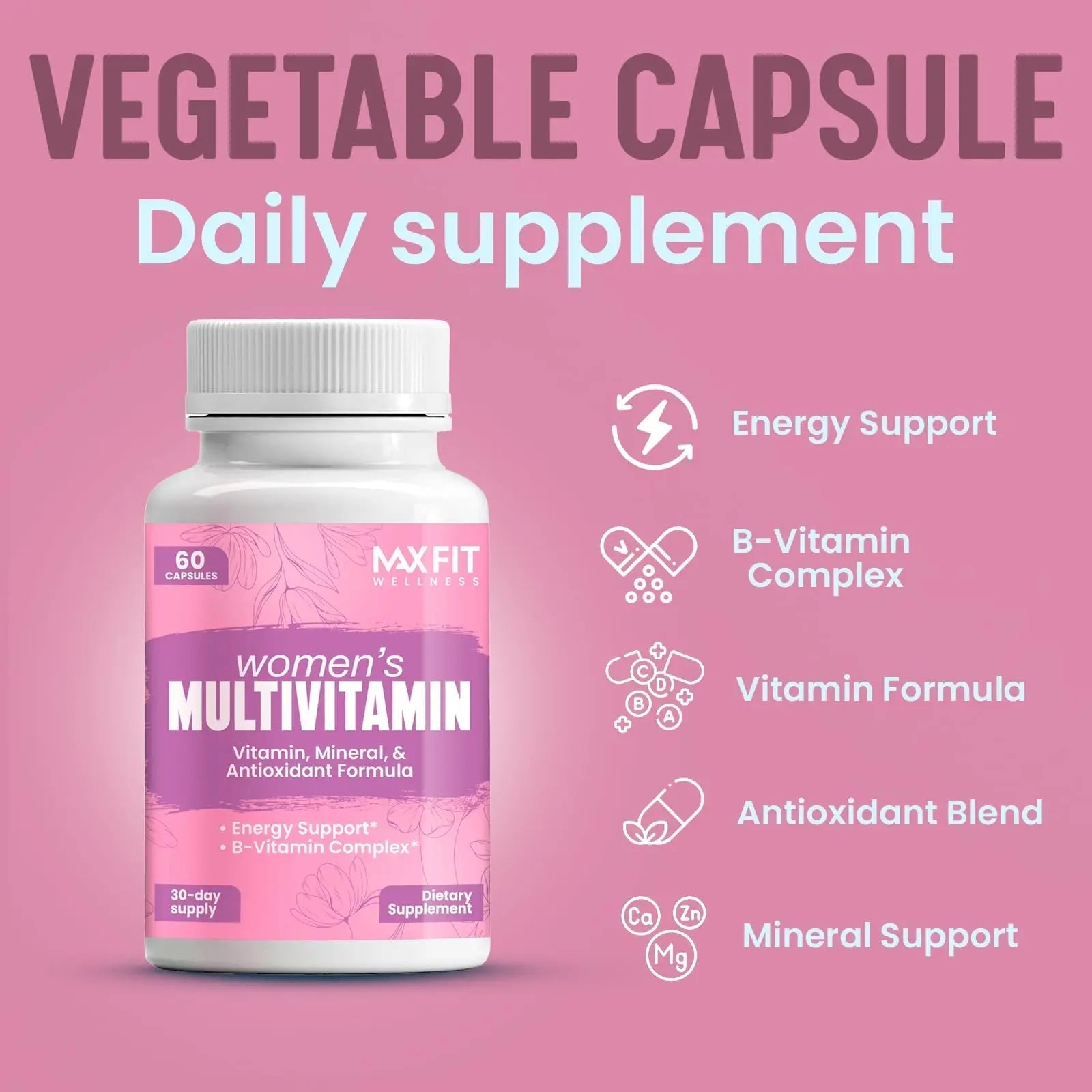 Women's Multivitamin – Complete Multivitamin for Women 50+ with Essential Vitamins A, B, C, D, E, Calcium & Iron – Supports Energy MAX FITAu supplements