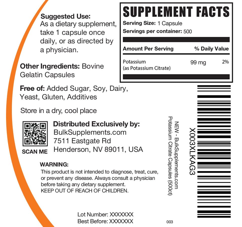 BulkSupplements.com Potassium Citrate Capsules - Potassium Supplement, Potassium BULKSUPPLEMENTS.COMUS supplements