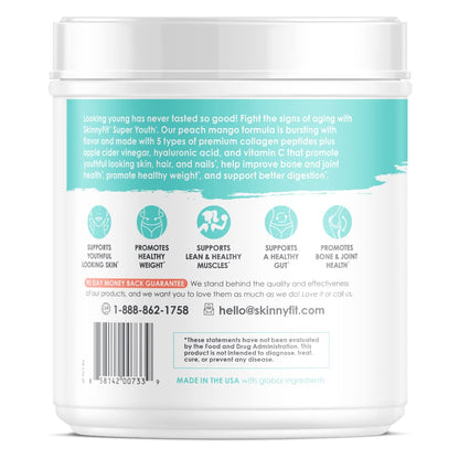 SkinnyFit Super Youth Multi-Collagen Peptides Plus Apple Cider Vinegar, Hyaluronic Acid SkinnyFitUS supplements