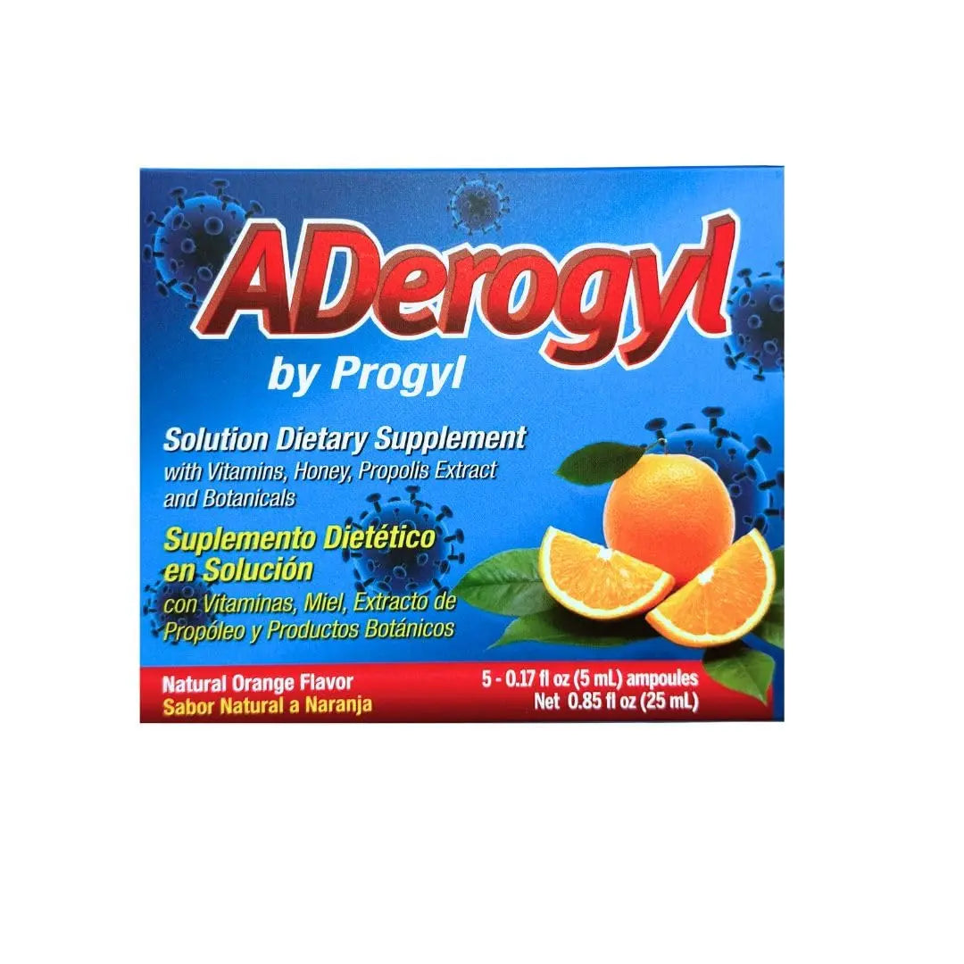 Aderogyl Oral Liquid Vitamins with A, C, D, E, Zinc, Bee Honey, Propolis, and Botanical Extracts - Natural Orange Flavor AderogylAu supplements