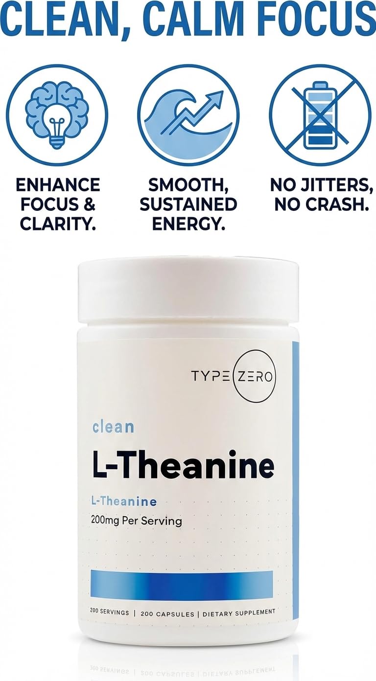 Type Zero L-Theanine (200mg) 200 Capsules - Clean L-Theanine Supplement, Keto, GMO-Free Type ZeroUS supplements
