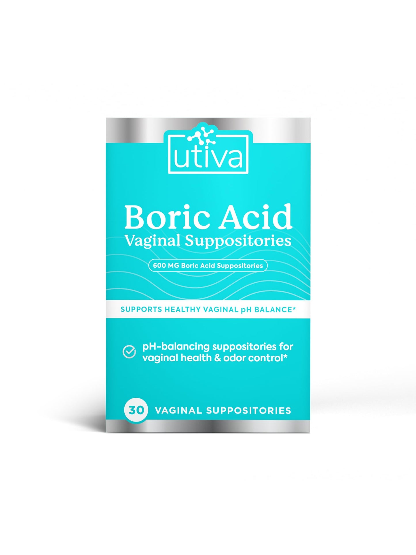 10% Bundle Utiva Boric Acid - 600mg 30-Boric Acid Vaginal Suppositories to Lower pH and Support Vaginal Health + Utiva Suppository Applicators – Hygienic Individually Wrapped 15 Vaginal Applicators Szio+US supplements
