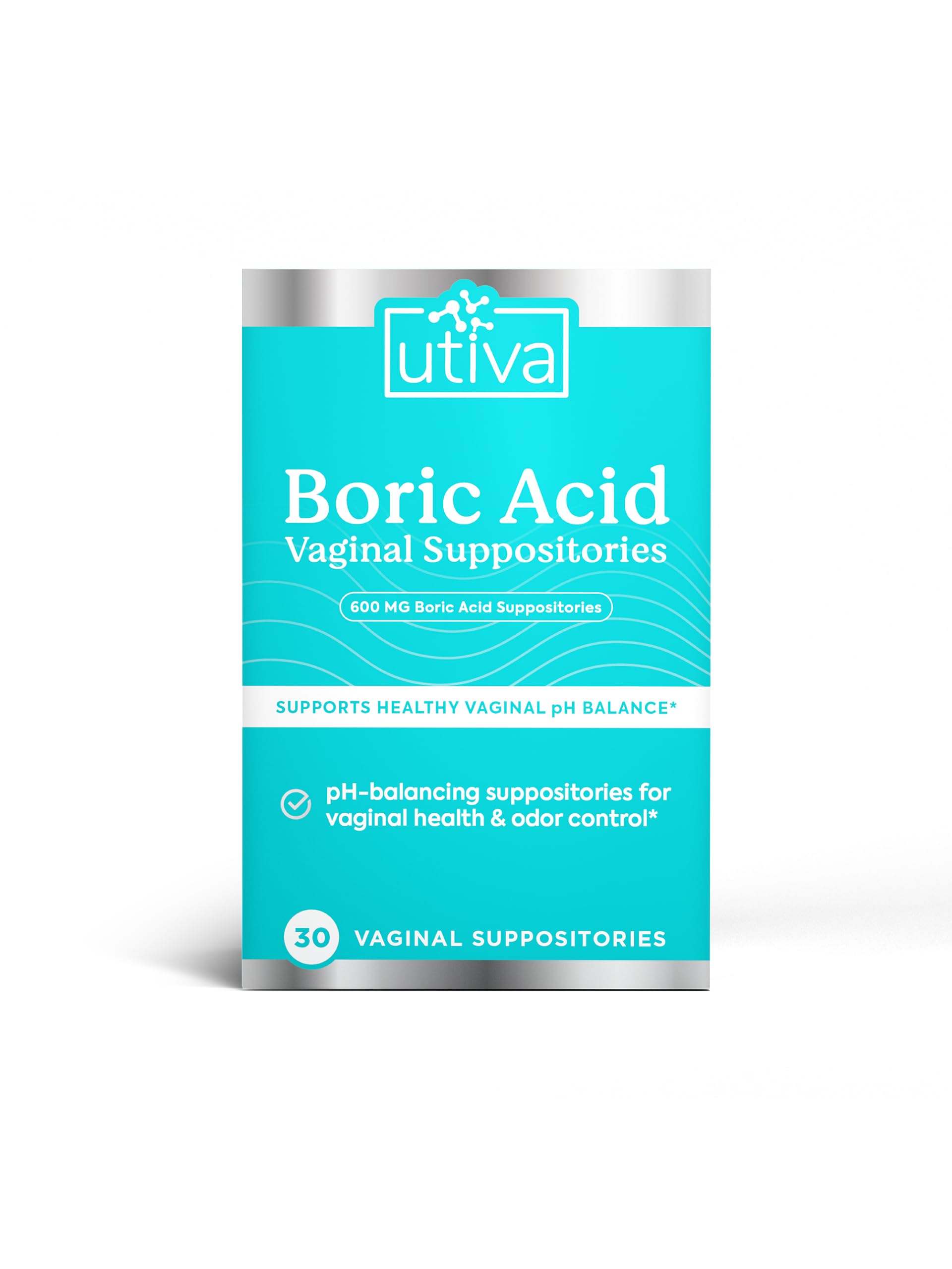 10% Bundle Utiva Boric Acid - 600mg 30-Boric Acid Vaginal Suppositories to Lower pH and Support Vaginal Health + Utiva Suppository Applicators – Hygienic Individually Wrapped 15 Vaginal Applicators Szio+US supplements