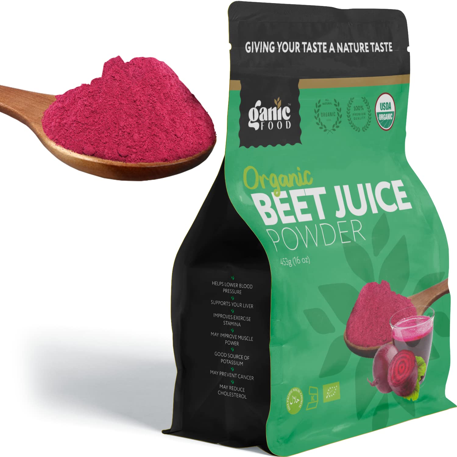 Ganic Food Organic Beet Root Juice Powder, 16 Ounces Ganic FoodAu supplements