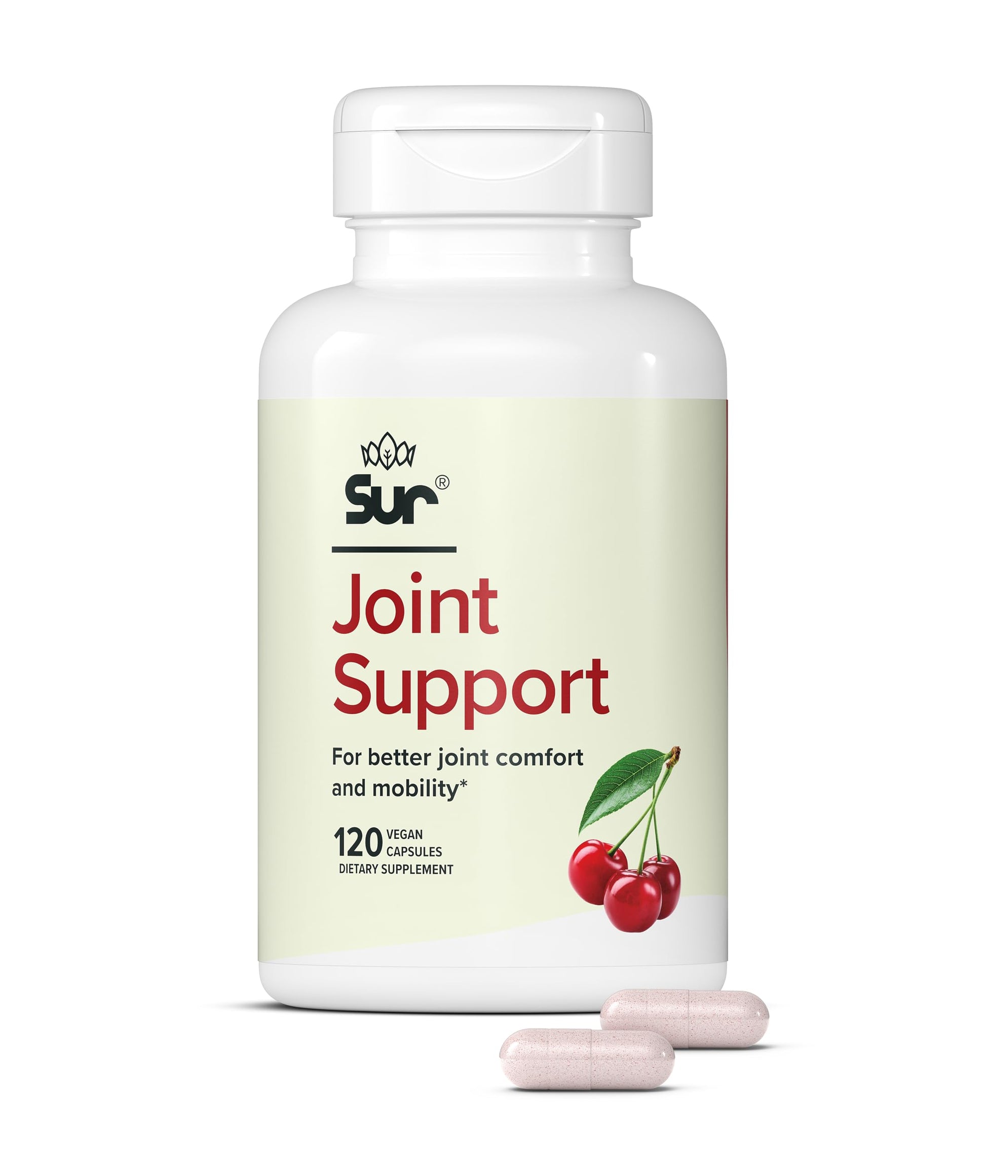 Sur Joint Support FruiteX-B Tart Cherry Capsules - Vegan Fast-Acting Relief for Better Joint Comfort and Mobility - Whole Tart Cherry and Calcium Fructoborate, Muscle Recovery (120 Capsules) SurAu supplements