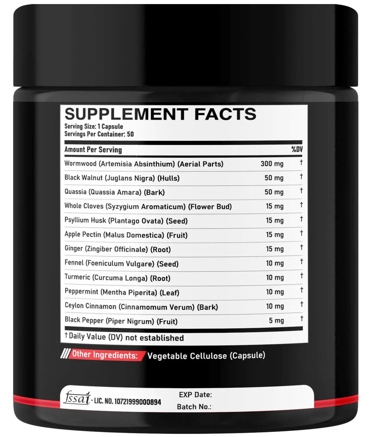 DEDICAD Wormwood Capsules - 12 Herbs Blended Black Walnut, Cloves, Ginger, Turmeric, Cinnamon, Apple, Quassia - 2 Packs 50 Capsules DEDICADnz supplements