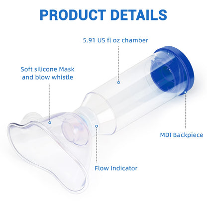 Fivepropy Handheld Spacer for Kids and Adults Includes Child Mask & Adult Blue FivepropyUS supplements