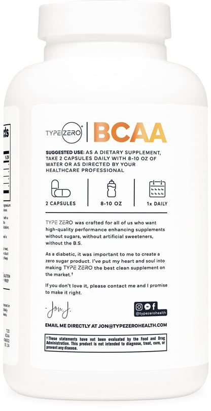 Type Zero BCAA 1000mg (180 Capsules, 90 Servings), Branched Chain Amino Acids (500mg of L-Leucine, 1000mg of L-Isoleucine and L-Valine) Type ZeroUS supplements