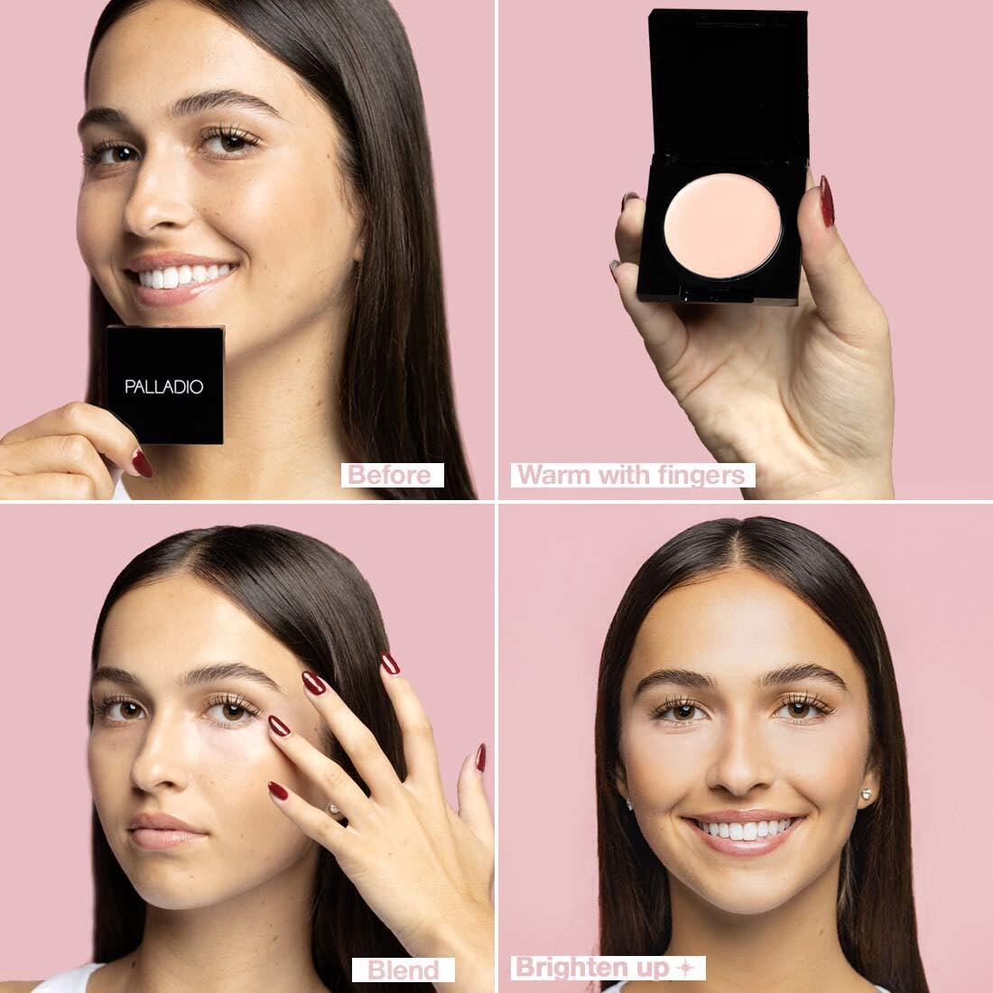 Palladio Under Eye Brightener, Conceal, Brightens, Reduces Appearance of Dark Circles, With Caffeine Peptides & Vitamin E, Tired Skin Color Correcting Brightener & Primer, Light to Medium (Soft Pink) PalladioAu supplements